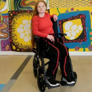 Adult Using a Wheelchair Wearing Black Cotton Adapted Cargo Trousers