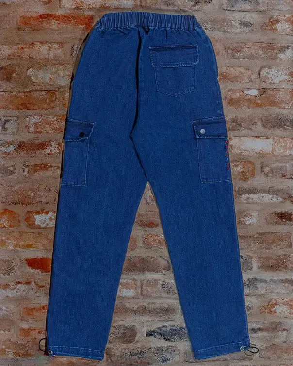 The Back Of The Denim Cotton Adapted Cargo Trousers