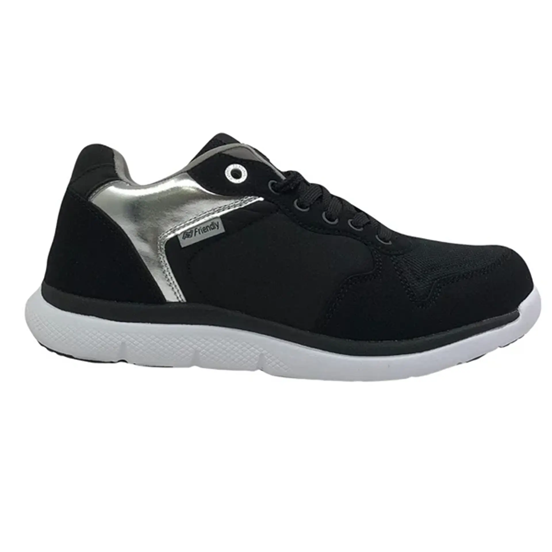 Right View Of Womens Excursion Mid-Top Wide-Fit-Trainer In Black Silver
