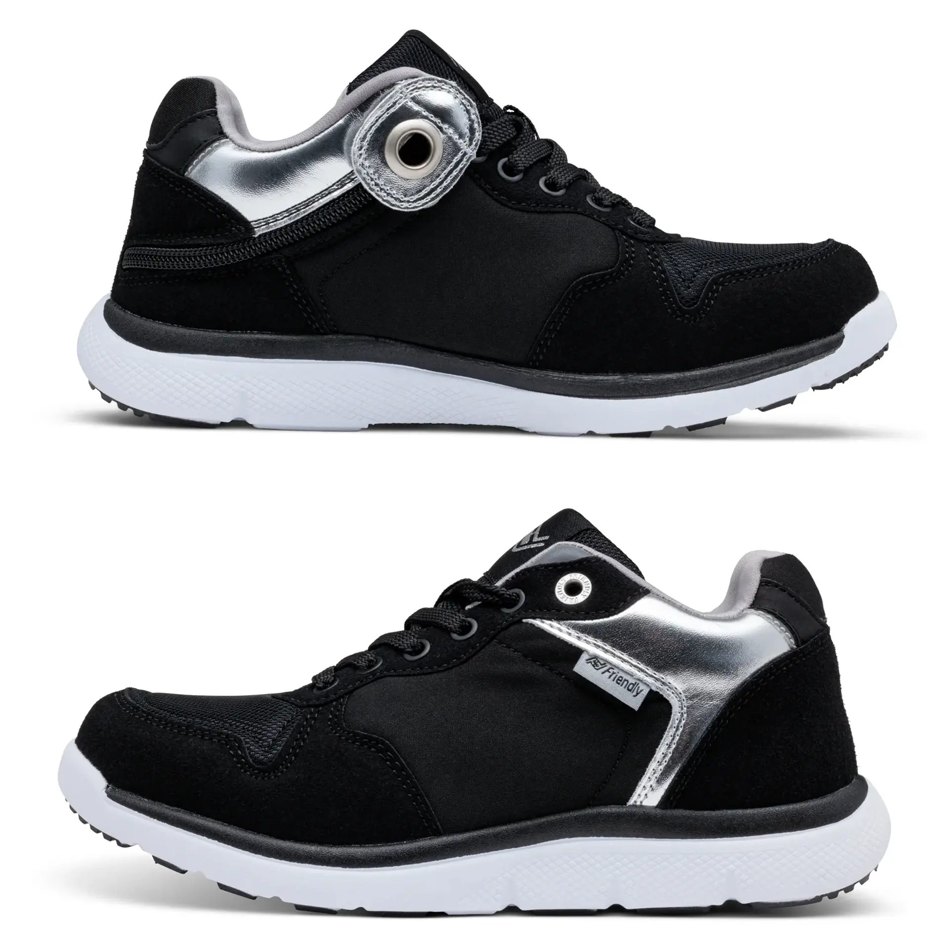Pair Of Womens Excursion Mid-Top Wide-Fit-Trainer In Black Silver