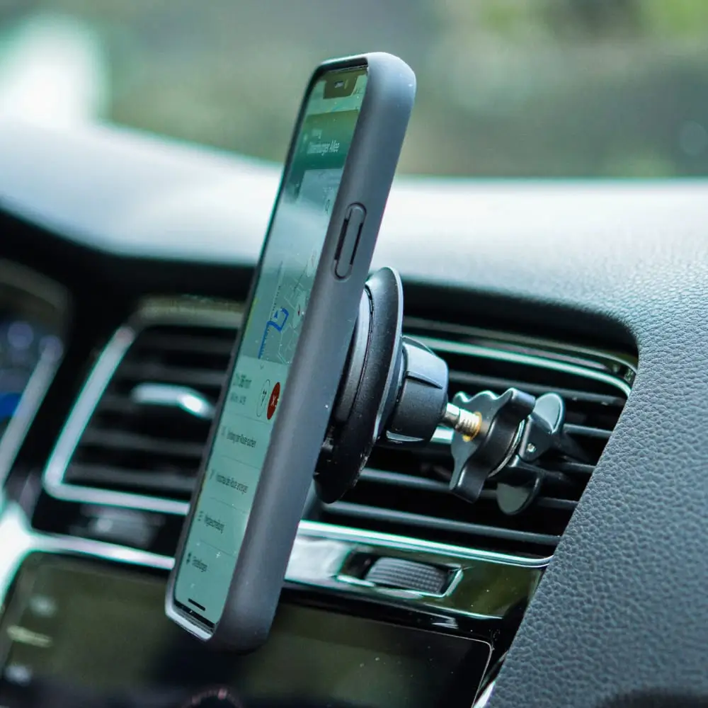 iPhone Attached To The Fidlock Car Vent Base