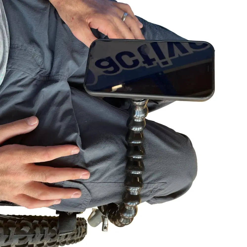 Flexi Phone Holder Wheelchair Accessory Attached To A iPhone