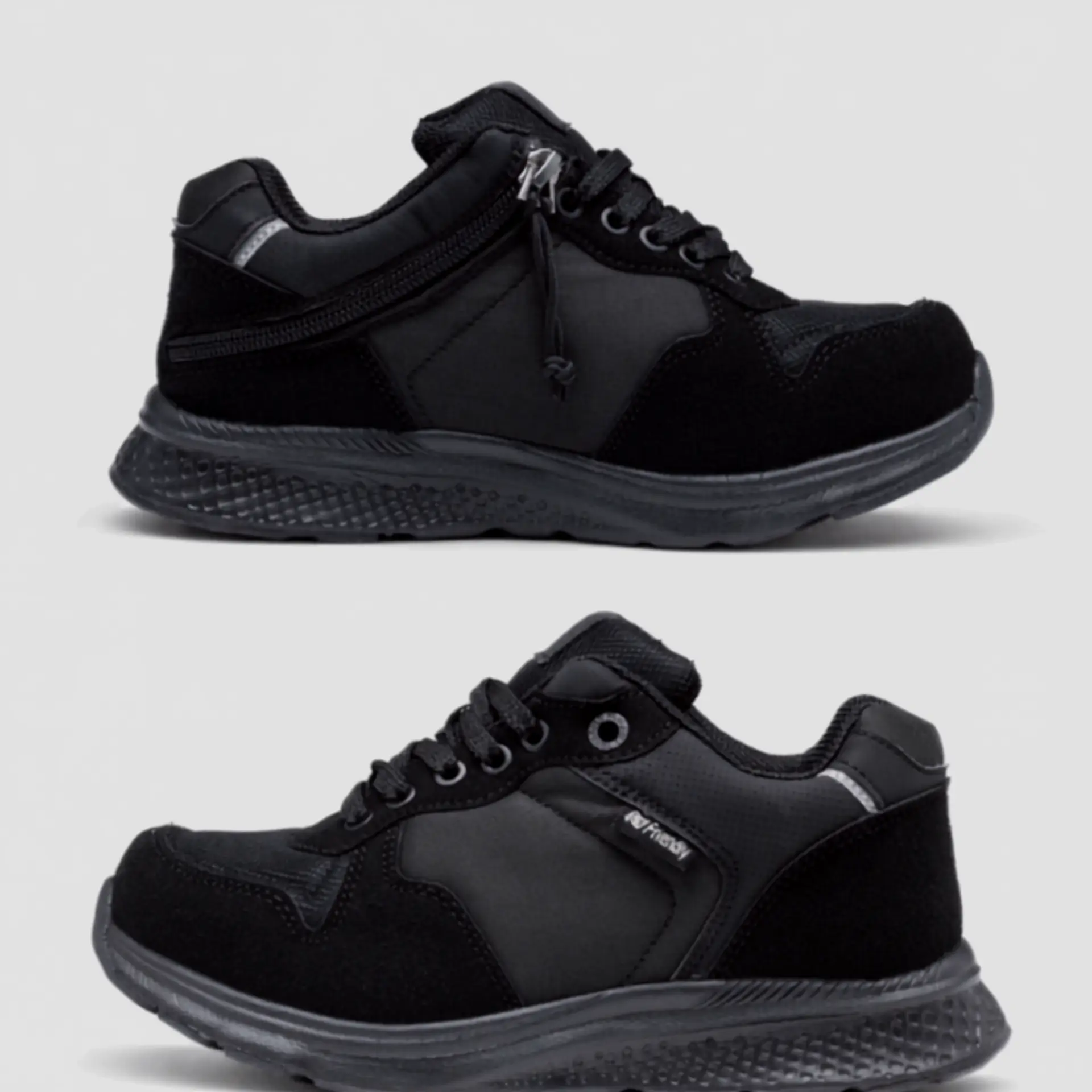 Pair Of Kids Excursion All Black School Shoes Open