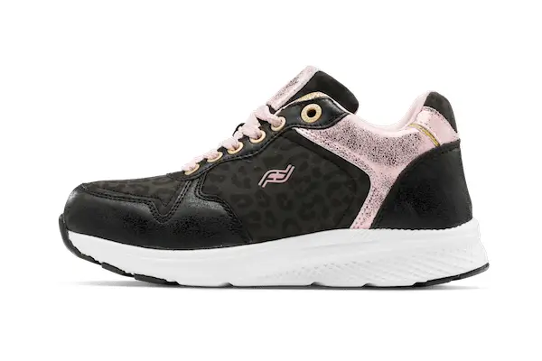 Kids Excursion Black Leopard & dahlia Pink Left Side View