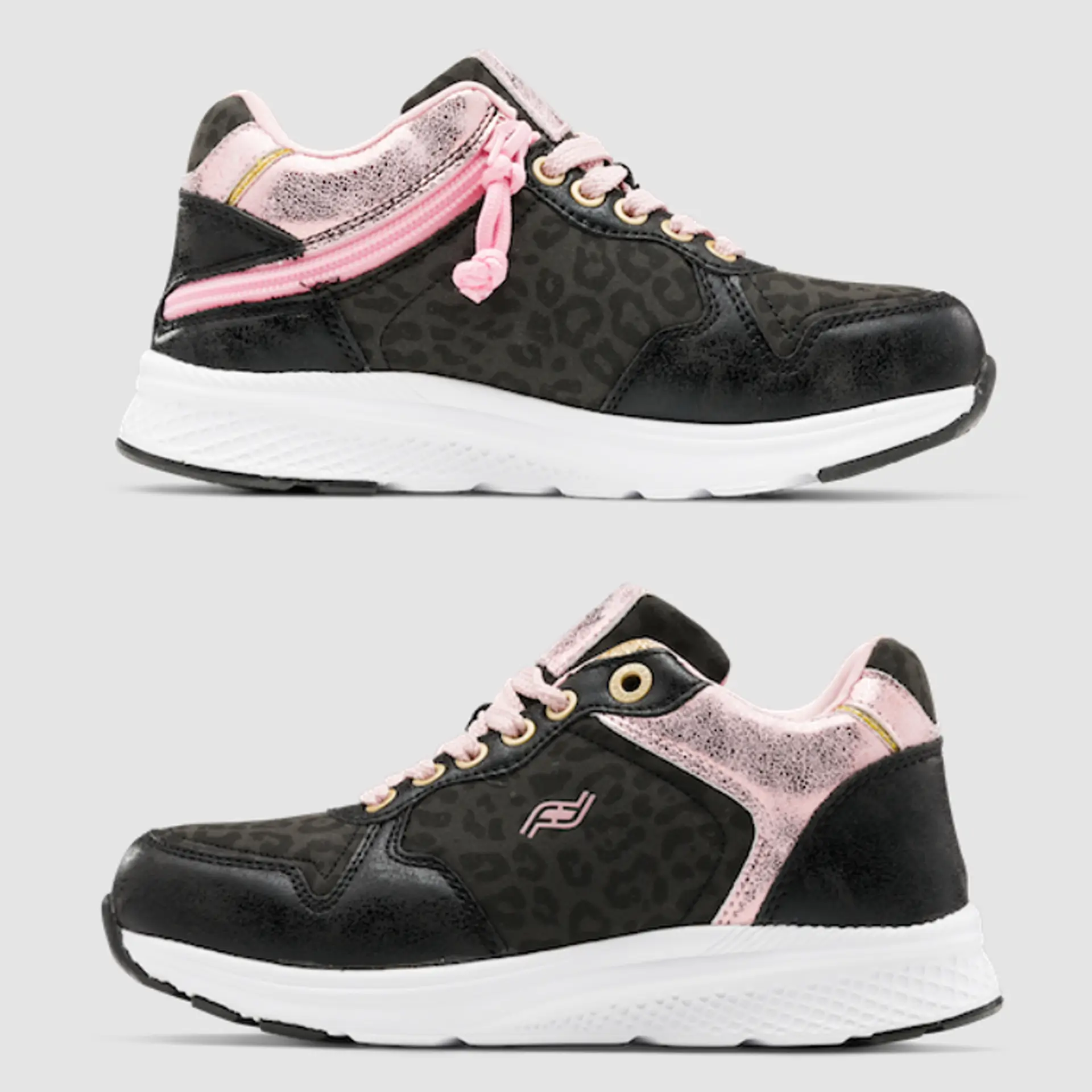 Pair Of Kids Excursion Black Leopard Dahlia Pink
