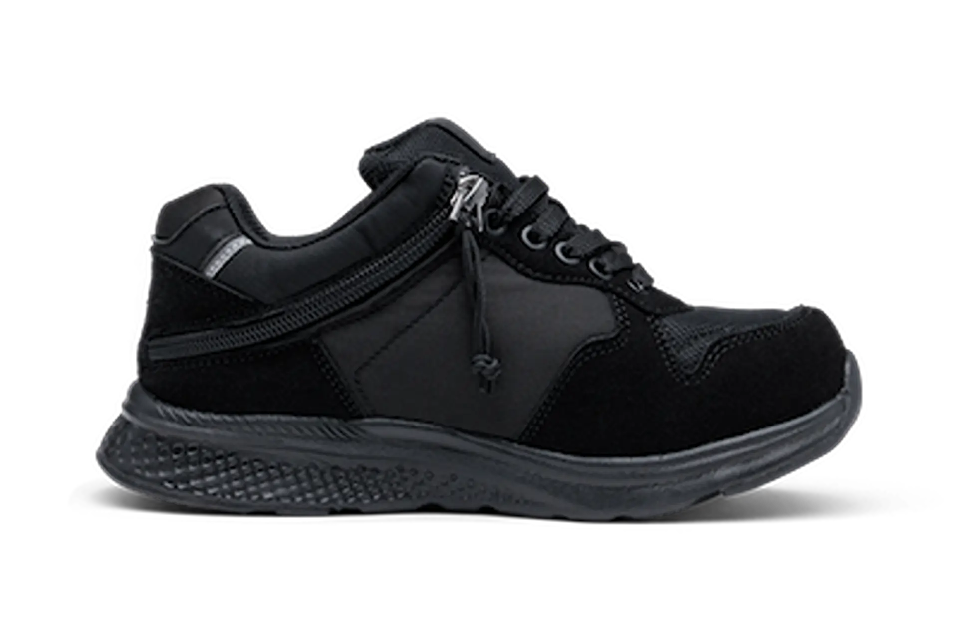 Right Side View Of Kids Wider Fit Excursion All Black Zip