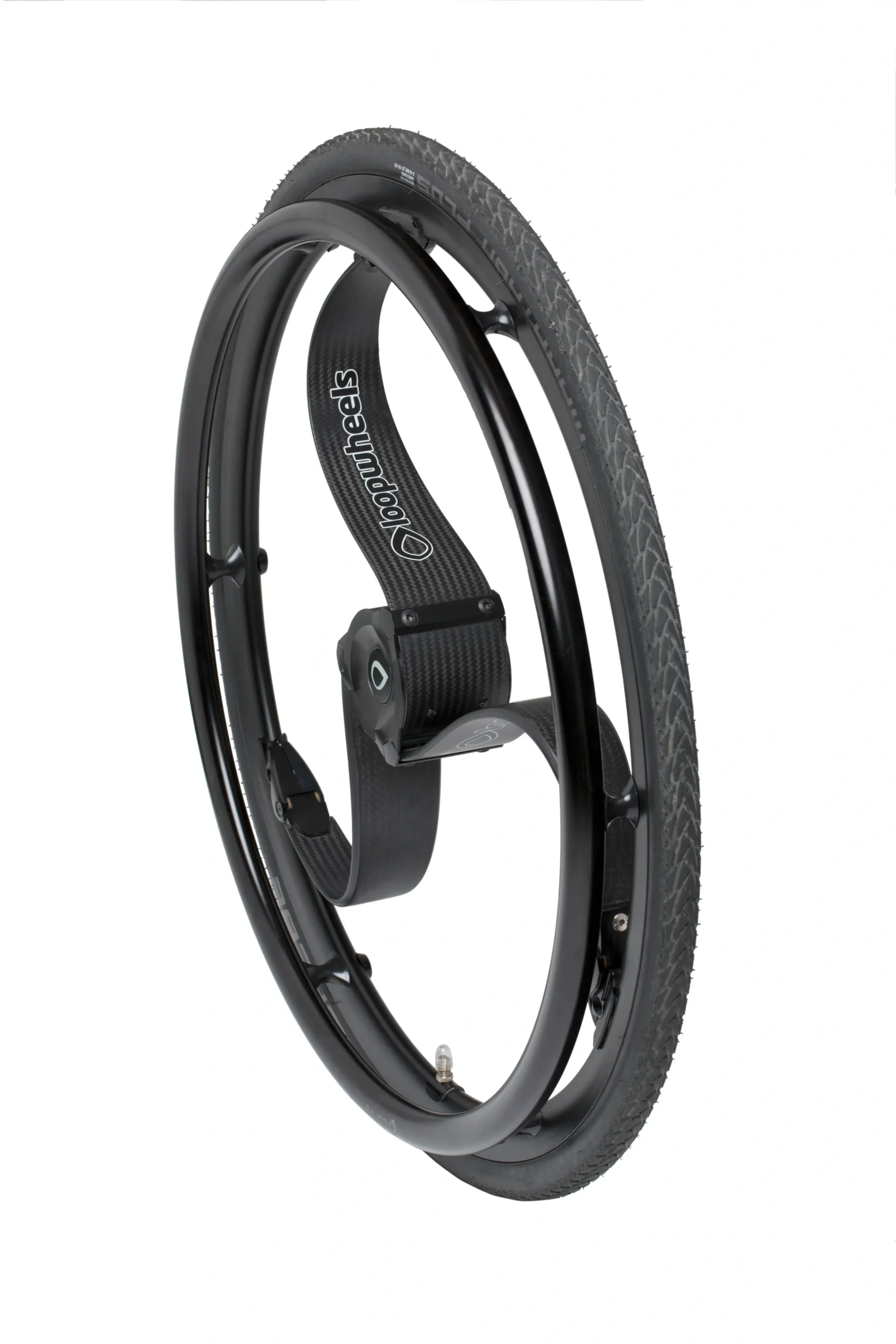 Three-Quarter View of a Loopwheels Urban Wheel with Tyre and Push Rim