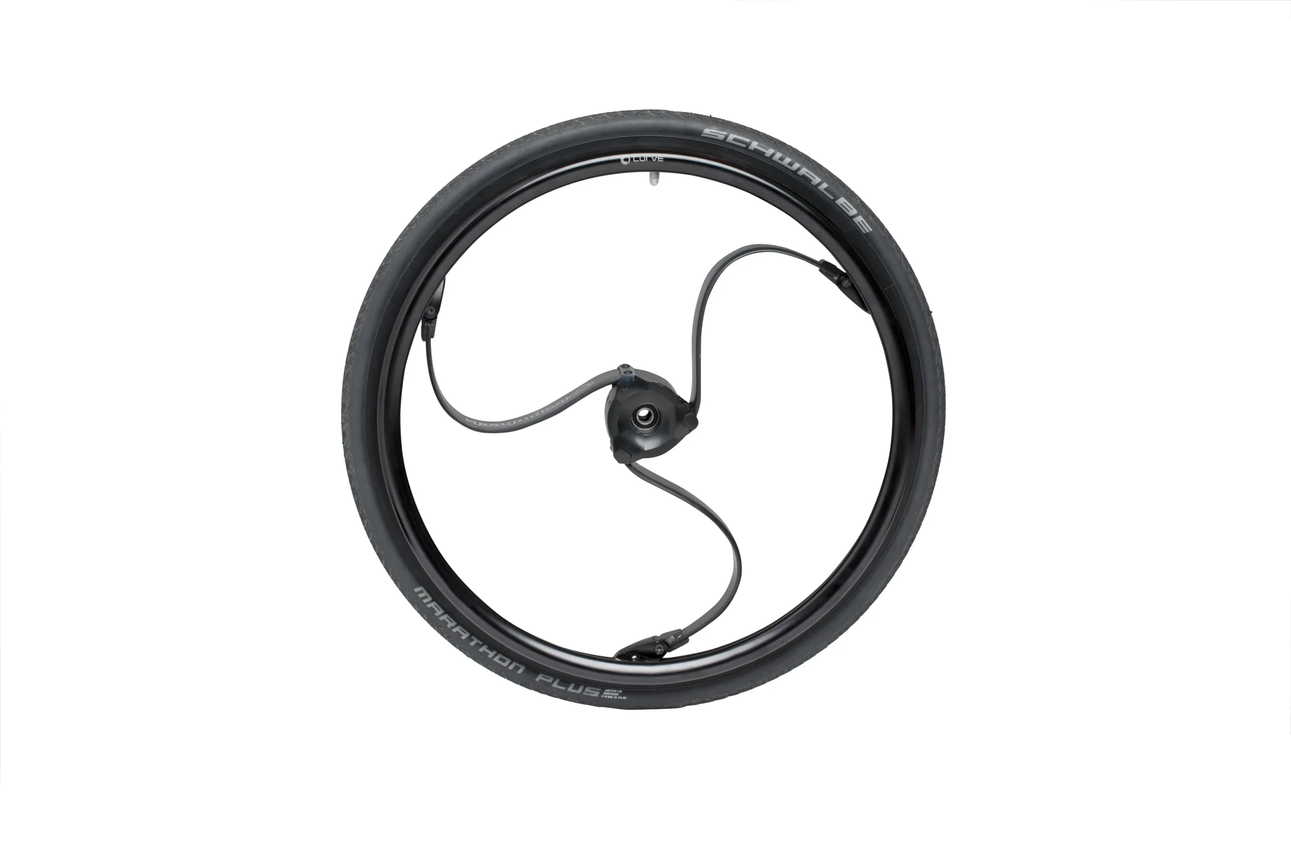 Front View of a Loopwheels Urban Wheel with Tyre and Push Rim