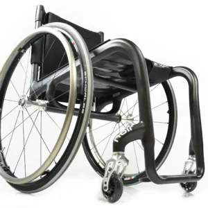 Lower, Three-Quarter View Of The Progeo Noir 2.0 Wheelchair