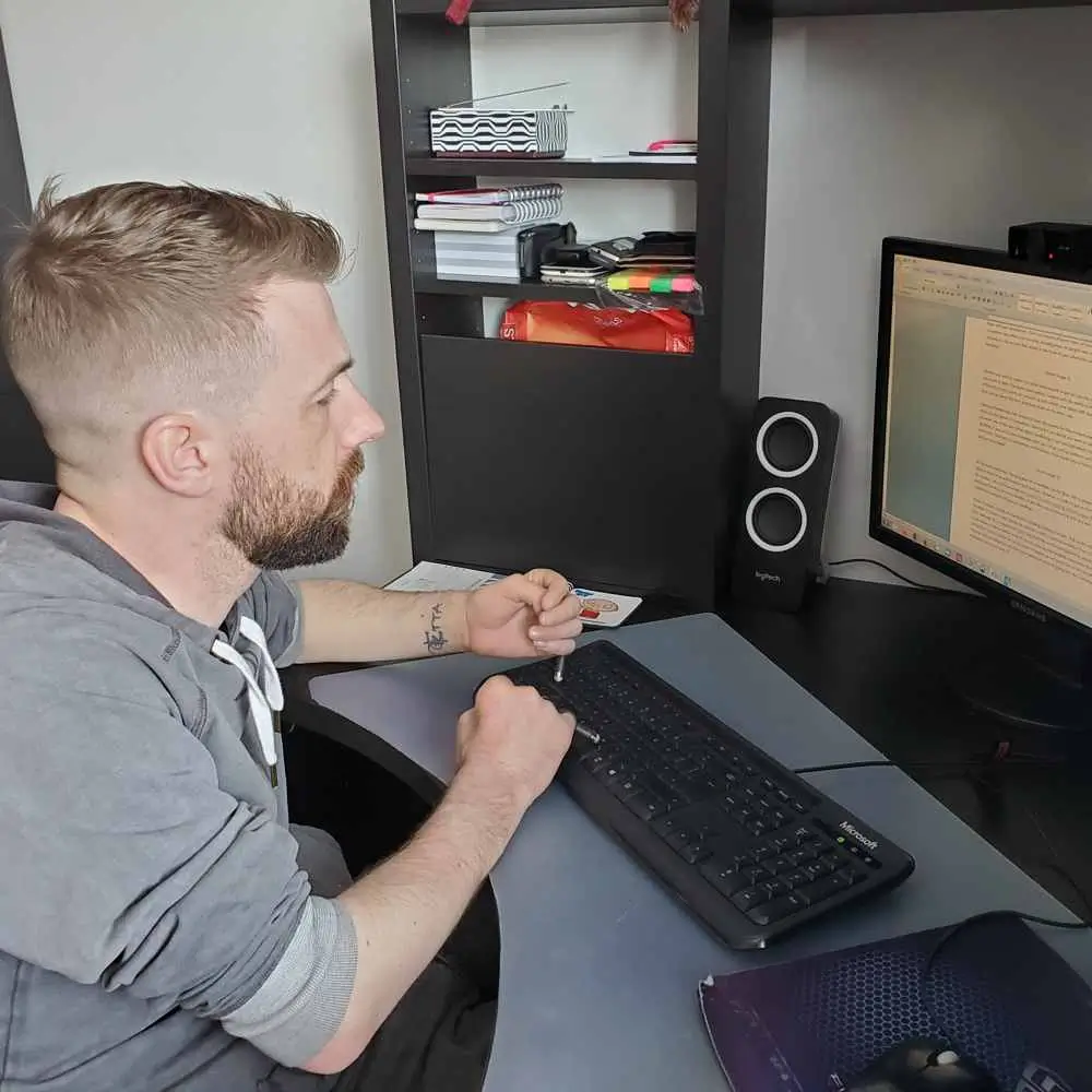 Adult Using Sixth Digit 2 On His Computer