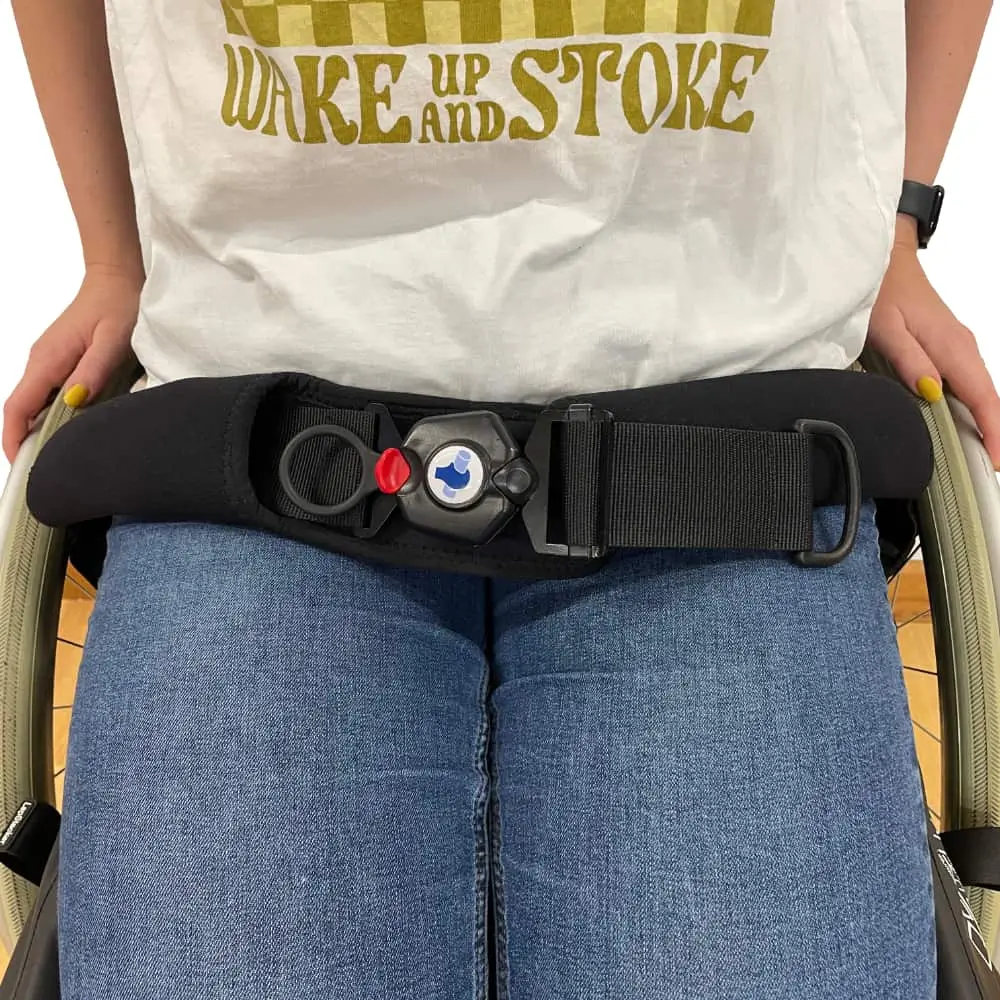 Adult Wearing The Soloc Connect Lap Belt