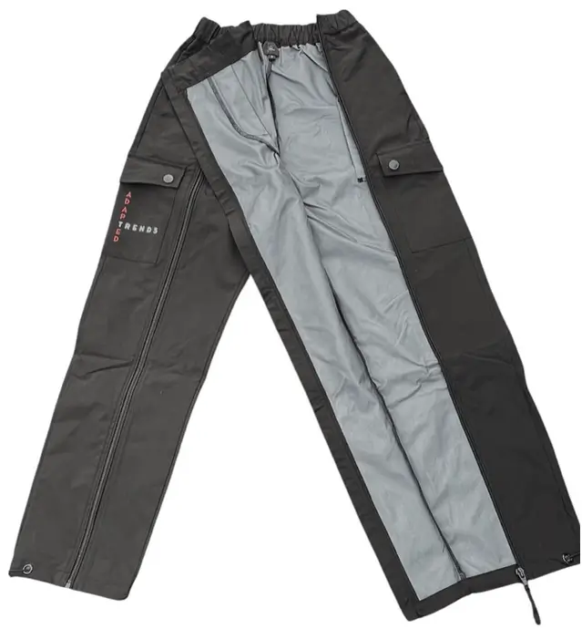 Opened Waterproof Black Cotton Adapted Cargo Trousers
