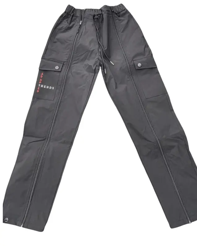 Full View Of Waterproof Black Cotton Adapted Cargo Trousers