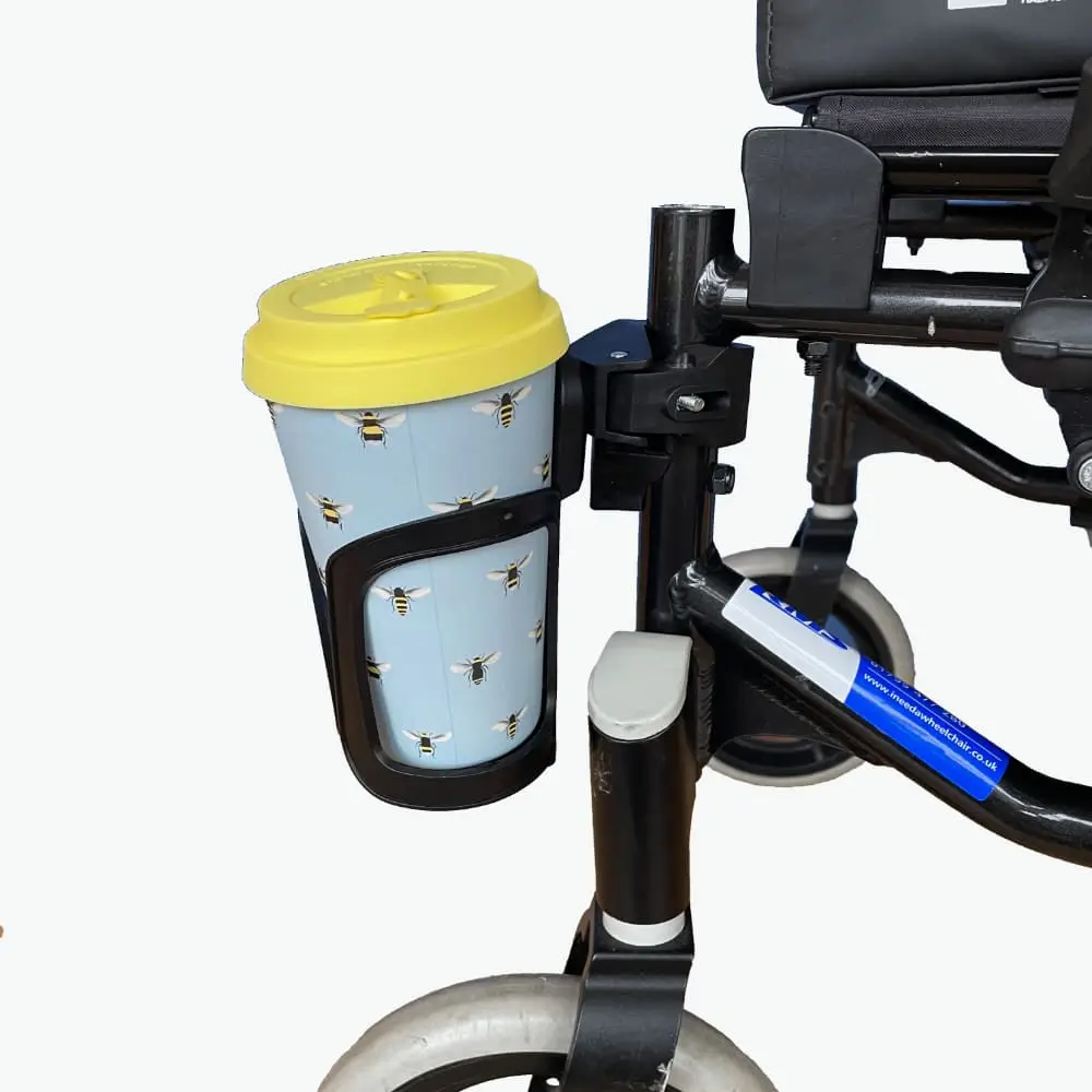 Wheelchair Drinks Holder With An Coffee Cup