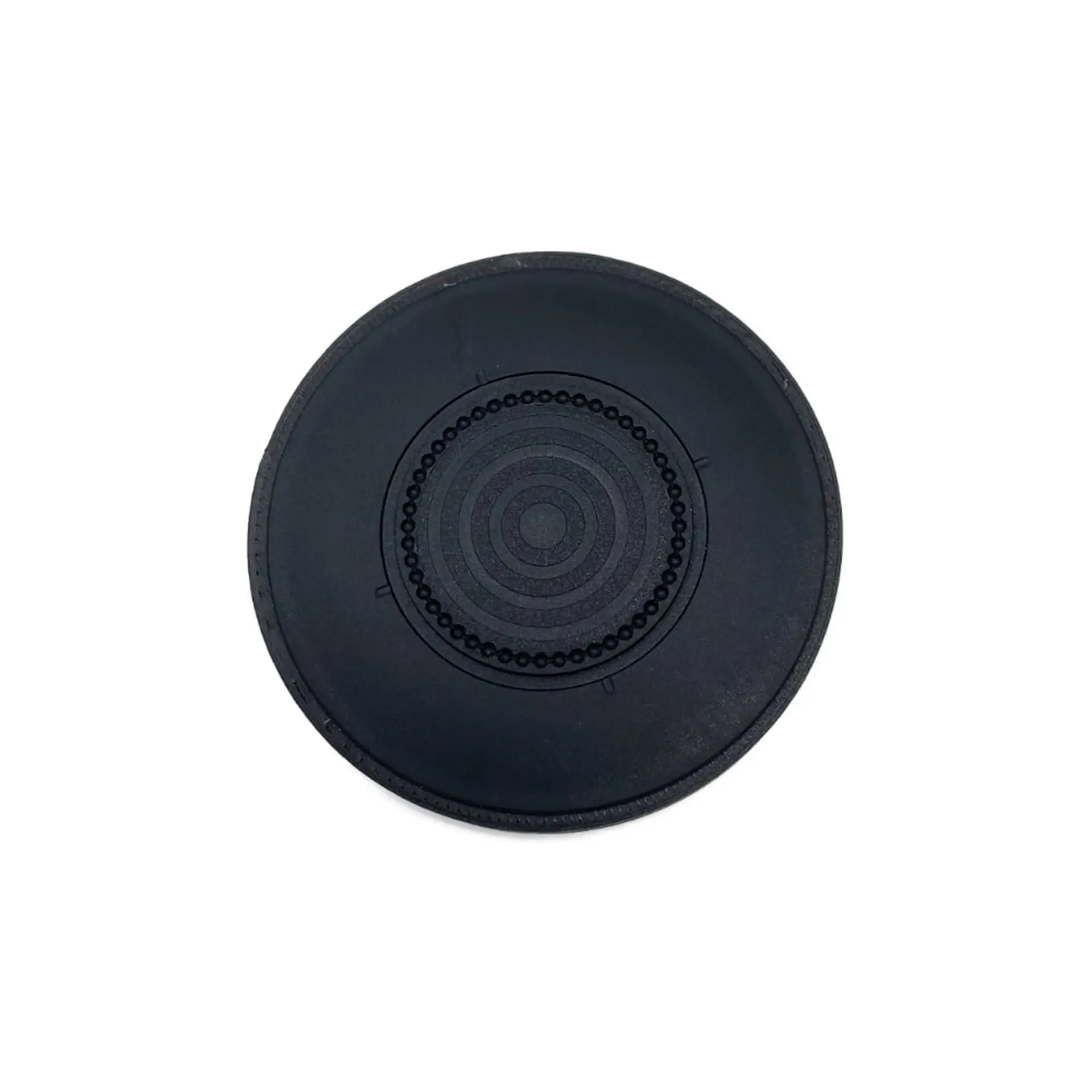 Close-up of round textured mount disc.