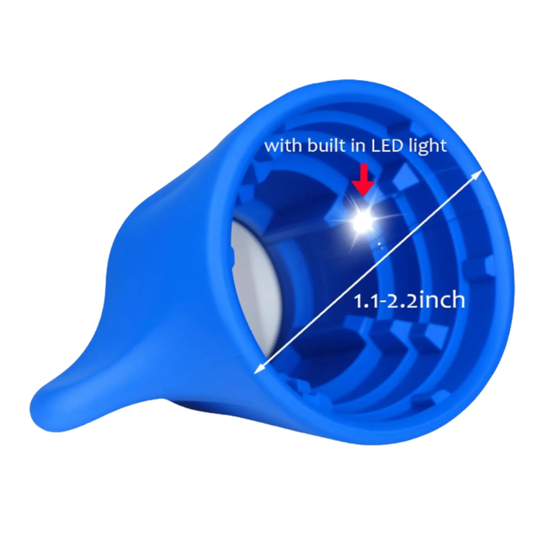 Blue bottle opener showing built-in LED light inside grip.