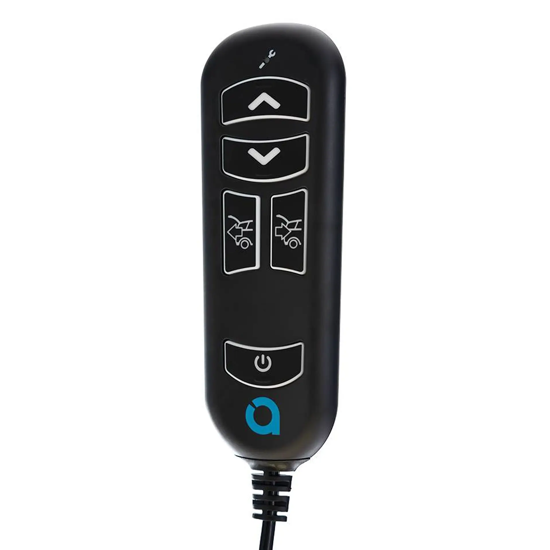 Remote control with directional and power buttons for the Smart Lifter hoist.
