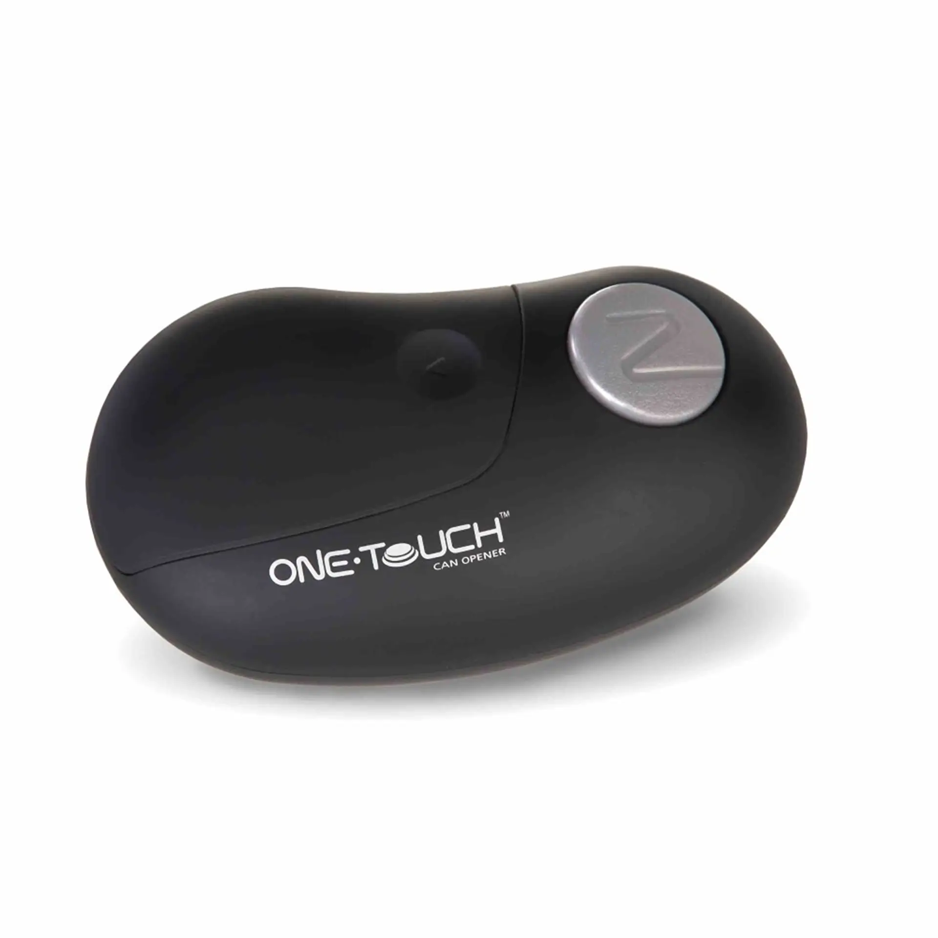 Black ergonomic one-touch electric can opener.