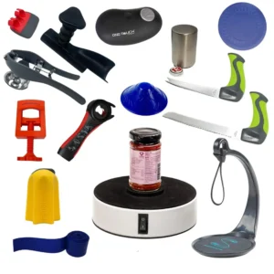 Collage of various adaptive kitchen tool accessories.